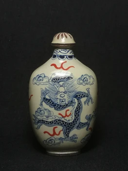 YIZHU CULTUER MENO Kolekcija, Senovinių meno Kinijos Cloisonne Tapybos dvipusis Dragon Uosti Butelio Dekoravimas