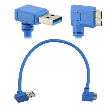 Micro kairę lenkti mobile kietasis diskas skaitmeninis fotoaparatas kabelių USB3.0 ESU USB3.0 90 kampu kabelis, Mėlyna, 0,3 M