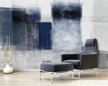 Custom didelių 3d naujas Kinų stiliaus abstraktus modernaus stiliaus, mėlynos blokuoti naftos tapyba TV, sofa fono sienos kambarį miegamasis обои
