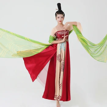 Rytų Fėja Dancewear Klasikinių Šokių Suknelė Seksualus Folral spausdinimo Rezultatus Apranga tang dinastijos karališkojo teismo proceso dėvėti