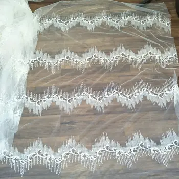 Mados Vestuvių Nėrinių Audinio Lazerio Dramblio kaulo Siuvinėjimo Vestuvių Suknelė nėrinių 130cm pločio nėrinių audinio parduoti kieme