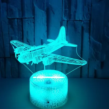 Plaukioja Nuotolinio Valdymo Orlaiviai, Oro Plokštumos 3D LED Stalo Lempa Optinė Iliuzija Naktį Šviesa 7 spalvų keitimas
