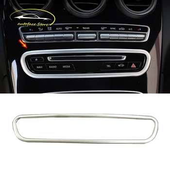 Nerūdijančio Plieno Mercedes Benz GLC 2015-2019 Priedai Automobilinis CD Mygtuką Plokštės Oro Kondicionierius Jungiklis Skydelio Dangtelį Apdaila