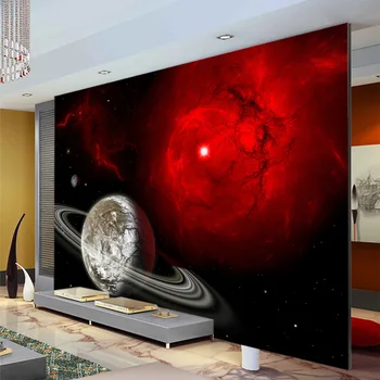 Fantazijos Raudona Galaxy Tapetai Užsakymą foto tapetai, 3D Sienos Freskos Kosmoso Planetos Miegamasis Sėdi kambaryje Namų Meno Berniukas Vaikas Kambario dekoro