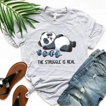 Vasaros T Marškinėliai Moterims Streetwear Panda Spausdintos Grafikos Tees Moterų Viršūnių Juokinga Derliaus Atsitiktinis marškinėliai Plius Dydis Moterų Marškinėliai