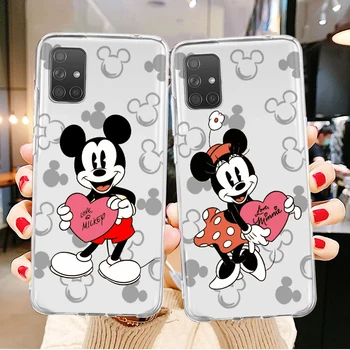 Mados Mickey Minnie Mouse Telefono dėklas Samsung A73 A72 A71 A53 A51 A52 A42 A32 A33 A22 A23 A21S A13 A12 A03 5G Skaidrus