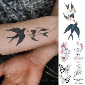 Vandens Perdavimo Laikinai Tatuiruotė Lipdukas Nuryti Paukščių 3D Realus Mielas Gyvūnų Tatuiruotė Moteris, Vyras, Vaikas, Vaikas, Rankos Body Art Netikrą Tatto