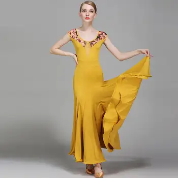 2019 Mados Nėriniai Spausdinimo Rankovių Šiuolaikinių Sportinių Šokių Suknelė Valsas Tango Ispanų Flamenko Suknelė Standartinių Šokių Suknelė