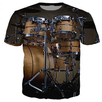 Nauja Vasaros Vyrų Ir Moterų 3D Atspausdintas T-Shirt Elektroninių Būgnų Muzikos Instrumentas, Rock Muzikos Stilius Hip-Hop Viršūnes XXS-6XL