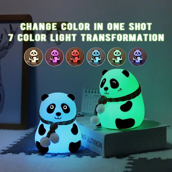 Atmestas/big-eyed stiliaus animaciją panda įkrovimo silikono lempos spalvinga spalva keičiasi darbalaukio atmosfera lempa USB naktį šviesos