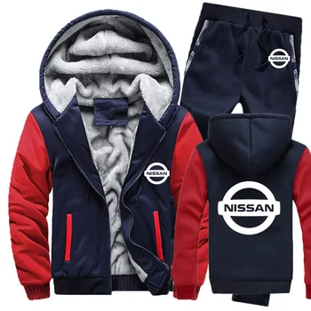 2022 m. Žiemos Hoodies Vyrų Nissan Automobilių Logotipą Mens Hoodies Kostiumas Tirštėti Šiltu Vilnos, medvilnės Užtrauktukas Tracksuit Mens Striukė+Kelnės Rinkiniai