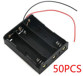 50PCS 18650 Baterija Atveju talpinimo Atveju Plastikinį Laikiklį Su Viela Veda už 3x18650 Baterijų Litavimo Cnnecting Black Skaitmeninis