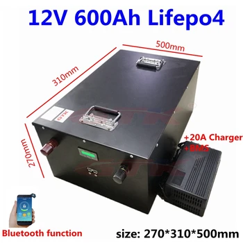 Lifepo4 12V 12.8 v 600ah Ličio baterija su BMS už 1000W 2000W 3000W RV Saulės Saugojimo atsarginės elektros Krautuvo +20A įkroviklis