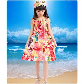 Vaikų Mergaičių Suknelės Vasaros 2022 Naujų Korėjos Stiliaus Paplūdimio Suknelė Medvilnės Atspausdinti Bohemijos Princesė Dress Suspender Vaikai Suknelė F0164