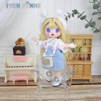 SISON BENNE Mini 1/8 BJD Doll Cute Girl su Makiažas, Komplektai, Lankelis, Pilnas Komplektas Žaislas Vaikams