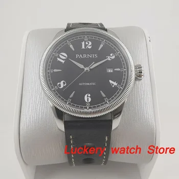Parnis 42mm Automatinis laikrodis juodas ciferblatas Sapphire Kristalas mens Mechaniniai Laikrodžiai-PA120