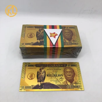 100 vnt Zimbabvė Aukso Banknotų Millillion Dolerių 30000003 NULIAI Doleris Aukso Folija Banknotų Verslo Dovana