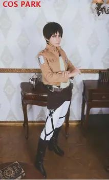 Išpuolis Titan Striukė Apklausa Korpusas Levi Akermano Eren Jaeger Janpanese Anime Shingeki No Kyojin Cosplay Kostiumas