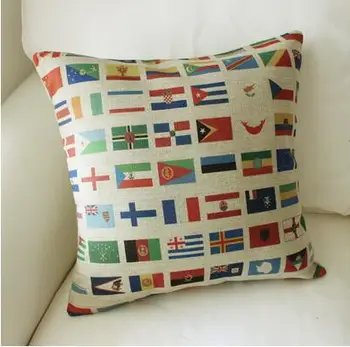 45x45cm medvilnės skalbiniai fabrci pasaulio valstybės vėliava, spausdinta pagalvėlė padengti aikštėje užvalkalas dekoratyvinis medienos pagalvę padengti patalpų
