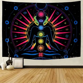 Trippy Saulės Mozaiką Galaxy Žvaigždžių Žvaigždės, Gobelenas Psichodelinio Dangaus Mėnulis Gobelenas Spalvinga Jogos Meditacija
