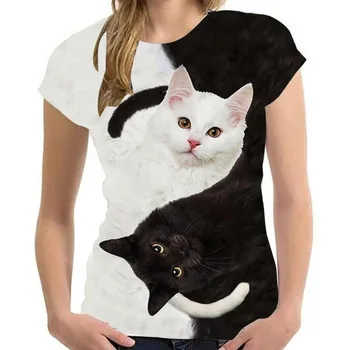 X261 Nauja 2021 Cool mados marškinėliai vyrams ir moterims, dvi kates spausdinti 3d marškinėliai vasaros trumpomis rankovėmis t shirts vyrų t shirts