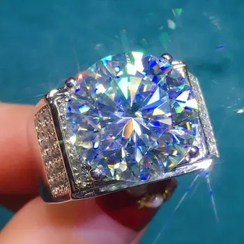 Naujas Stilius Moissan Diamond Vyrų Žiedas Pagrindinis Akmuo Vieną 10 Karatų Apvalus, Aštuonių Širdžių Ir Strėlių Supjaustyti Gyventi Nagų Papuošalai Aksesuaras