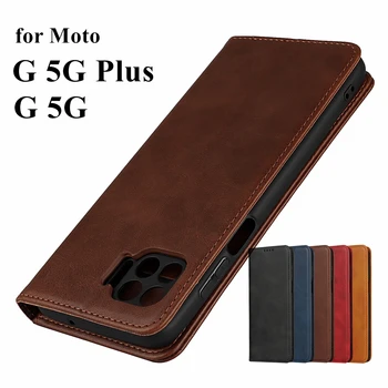 Odos atveju Motorola Moto G 5G Plus Flip atveju, jei kortelės turėtojas Dėklas traukos Padengti Atveju Piniginės Atveju, Moto G 5G