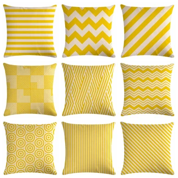 Šiaurės stiliaus Geltonos spalvos Pagalvėlės Dangtis geometrijos Spausdinimo Medvilnės Skalbiniai Mesti Užvalkalas Juosmens Pagalvę Padengti Namų sofos automobilių pagalvę padengti