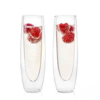 Vokietijos Stiliaus Dvigubos Sienelės Raudono Vyno Stiklo Masažuoklis Vestuvių Putojantis Šampanas Fleitos Thule Kokteilių Stiklines Romo Puodeliai