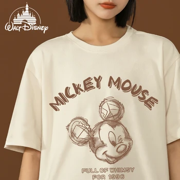 Disney Mickey Mouse T-Shirt Moterims, Harajuku Kawaii Gražių Animacinių Filmų Moterų Spausdinti Marškinėlius 2022 M. Vasarą Mielas Atsitiktinis Negabaritinių Y2k