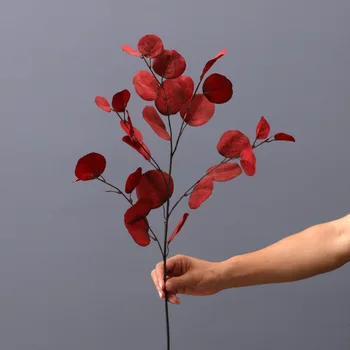 Dirbtinis Eukalipto Augalai Raudona Modeliavimas Šilko Gėlių Lapai Vestuvių Butelis Gėlės Netikrą Leaf Hotel Office Home Kambario Dekoro