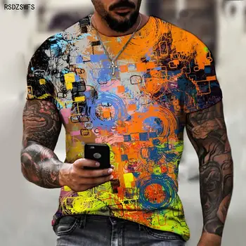 Akvareliniai Dažai 3d Spausdinimo Spalvinga Meno marškinėliai vyriški Gatvės T-shirt Hip-hop ' o Mados vyriški Laisvalaikio Top Sportas Jersey