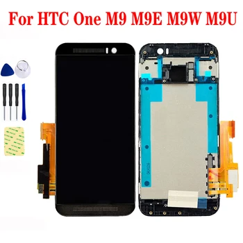 HTC Viena M9 M9E M9W M9U LCD Jutiklinis Ekranas skaitmeninis keitiklis Jutiklis Stiklo LCD Ekranu Skydelis komplektuojami su Rėmo Bezel Būsto