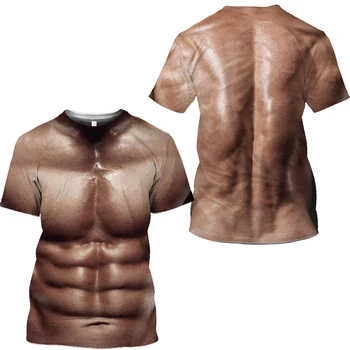 MuscleT Marškinėliai 3D Spausdinimo Cosplay Fitneso vyriški marškinėliai Moterims Tees Viršūnes Hip-Hop Vyrų Marškinėlius Raumenis, Krūtinės Unisex sporto salė Streetwear