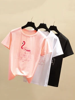 GGRIGHT Haut Femme Apvalios Kaklo Medvilnės Tshirts Moterų Poleras Mujer Camisetas trumpomis Rankovėmis Spausdinti Marškinėliai, Moteriški Drabužiai 2022