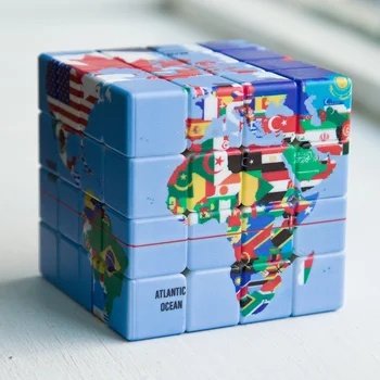 Magiškasis Kubas 3x3x3 / 4x4x4 Greitis Dėlionės, Žaislų, 6 Metų Pasaulio Žemėlapyje Nacionalinės Vėliavos Cubo Magico Švietimo Žaislai Vaikams, Suaugusiems