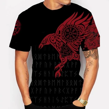 Apvalios Kaklo Visas Rungtynes, trumpomis Rankovėmis Vasarą vyriški T-Shirt Viking 3D Spausdinimo T-Shirt gatvės stiliaus Atsitiktinis, Kietas Juokinga Negabaritinius