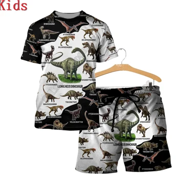 Patinka Dinozaurai 3D Atspausdintas T Marškinėliai Ir Šortai Vaikams Juokingas Vaikų Kostiumas Berniukui, Mergina Vasaros trumpomis Rankovėmis Tiktų Vaikams Drabužių 16