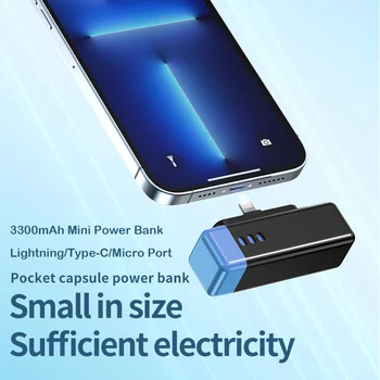 Mini Galios Banko 3300mAh Powerbank Belaidis Kroviklis, skirtas Mobilusis Telefonas, Nešiojamas Atsarginės Baterijos, skirtos 