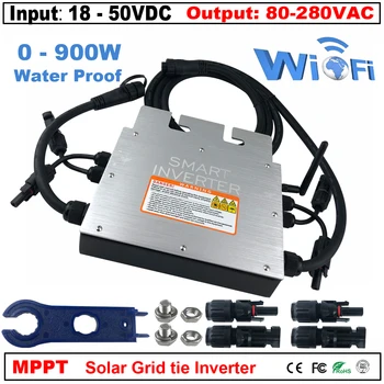 MPPT 600W 700W PV Micro Saulės Inverterių 18-50VDC Tinklo Kaklaraištis Keitiklio IP67 Pure Sine Wave 110V 220VAC Už 350W 300W Saulės Skydelis