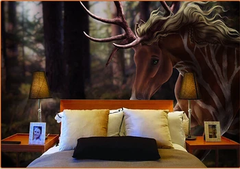 Vartotojo 3D freskomis, gražus gnu meno fone ,gyvenamasis kambarys su sofa-lova, TV wall miegamojo sienos popieriaus