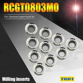 RCGT08T3 MO staklės, tekinimo įrankiai, apvalios karbido įterpti RCGT 08T3 CNC tools storio R4 frezavimo įterpti cutter aliuminio,vario,medžio