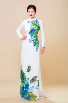 pritaikyta aodai vietnamas drabužių cheongsam aodai suknelė dviejų dalių cheongsam ugdyti dorovės ranka-dažytos lapai drugelis