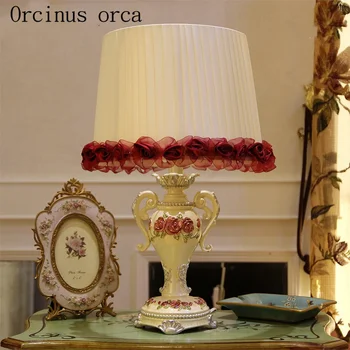 Europos stiliaus sodo derva raudona stalo lempos miegamasis vestuvių dovana audinio apdaila stalo lempa nemokamas pristatymas