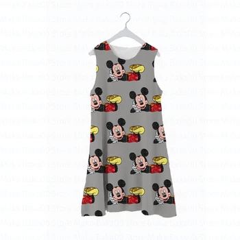 Disney Mickey ir Minnie Vasaros Nauja Vaikų Dėvi Pižama Suknelė Spausdinti Apvalios Kaklo, Rankovių Tendencija Mielas Mergaičių Bamblys Sijonas