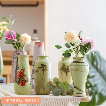 Kinijos Ranka-dažytos Vaza Gėlių rengiasi ir Hydroponic Vazos, Stalo Papuošimas, Gėlių Retro Džiovintų Gėlių Vaza Keramika