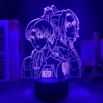 Išpuolis Titan Levi Akermano Akrilo 3d Lempos Hange Zoe Namų Kambario Dekoro Šviesos Vaikui Dovana Hange Zoe LED Nakties Šviesos Anime