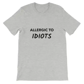 Alergija Idiotai, T-marškinėliai, 100% medvilnės, trumpomis rankovėmis viršuje tees juokinga mados mielas tshirts moterims Moteriški grafinis t marškinėliai topai
