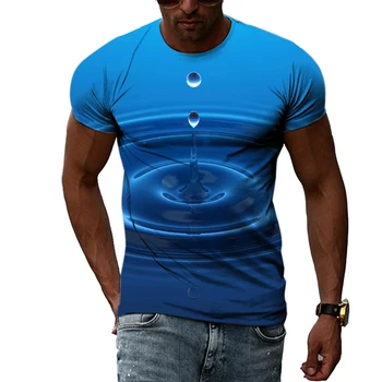 Vasaros Nauja Asmenybė, Įdomus 3D Vandens DropPattern vyriški T-shirt Kūrybos Atsitiktinis Hip-hop HarajukuTrend Kietas Ir Gražus Plius Dydis