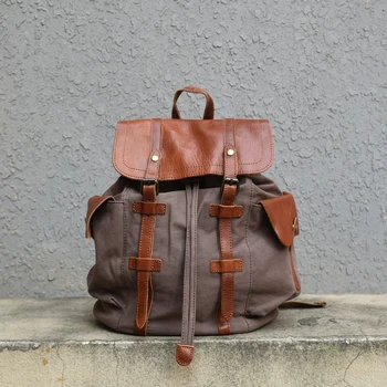 Europos ir Amerikos originalus retro vyrų kuprinė stora drobė su odos mokyklos krepšys, kompiuterio krepšys poilsinių kelionių kuprinės